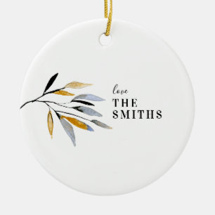 Ornamento De Cerâmica Nome da Família Ano Natal Simples