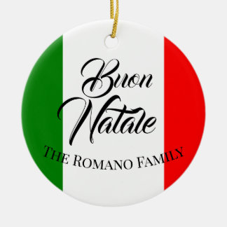 Ornamento De Cerâmica Nome da família Buon Natale Itália Bandeira