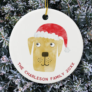 Ornamento De Cerâmica Nome da Família de Cães de Natal Data