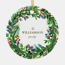 Ornamento De Cerâmica Nome da família de Natal Feriado Holi