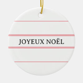 Ornamento De Cerâmica Nome da família de Red Stripe francesa "Joyeux Noë