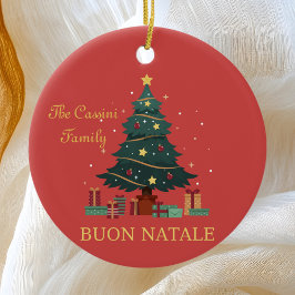 Ornamento De Cerâmica Nome da Família Italiana Buon Natale Custom Tree (