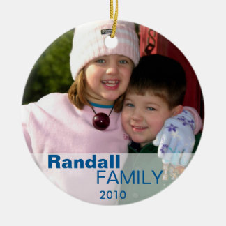 Ornamento De Cerâmica Nome da família personalizada de fotos com sinal d