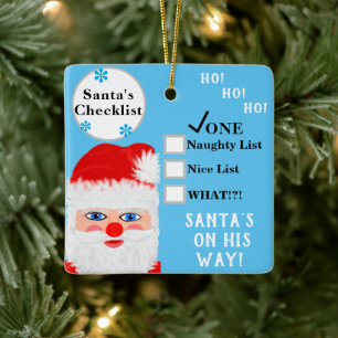 Ornamento De Cerâmica Nome da Lista de Boas e Más do Papai Noel