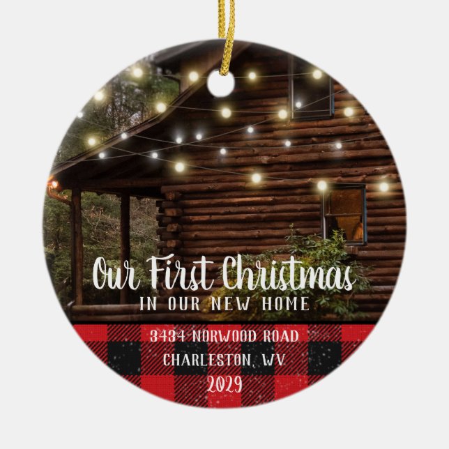 Ornamento De Cerâmica Nome Da Nova Família De Fotos Da Casa Personalizad (Frente)