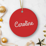 Ornamento De Cerâmica Nome da Tipografia de Script Mínimo Cujo Texto é B<br><div class="desc">Esse adorável ornamento cerâmico apresenta uma fofa tipografia gráfica, perfeita para personalização com os nomes de crianças ou netos. A design divertida, mas elegante, adiciona um toque doce ao seu decoro de férias, enquanto o esquema de cor vermelha e branca traz alegria festiva. É um cuidado atencioso que os membros...</div>