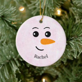 Ornamento De Cerâmica Nome de Boneco de Neve Personalizado