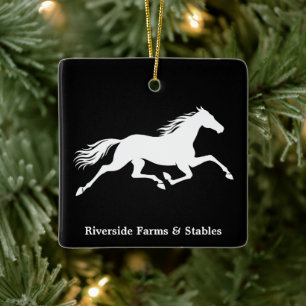 Ornamento De Cerâmica Nome de estábulo de cavalo equestre Preto