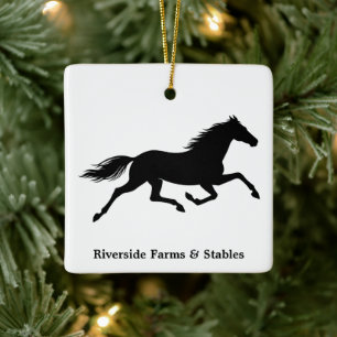 Ornamento De Cerâmica Nome de estábulo de cavalos equestres Branco