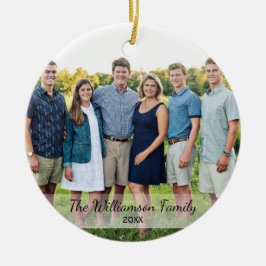 Ornamento De Cerâmica Nome de Foto da Família Personalizada Ano de Natal