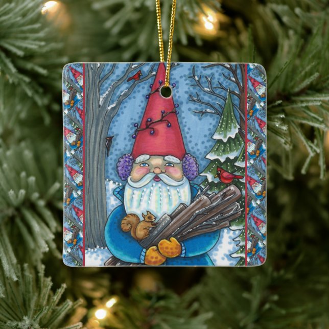 ORNAMENTO DE CERÂMICA NOME DE NATAL, SQUIRREL, WOODPECKER E CARDINA (Árvore)