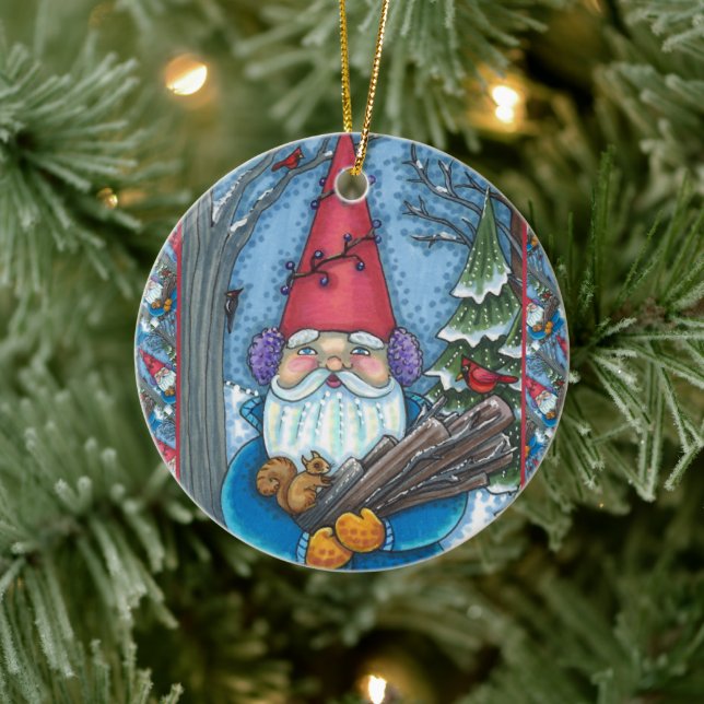 ORNAMENTO DE CERÂMICA NOME DE NATAL, SQUIRREL, WOODPECKER E CARDINA (Árvore)