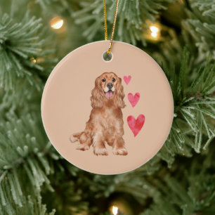 Ornamento De Cerâmica Nome de Pet Personalizável do Cocker Spaniel