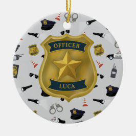 Ornamento De Cerâmica Nome de policial temático policial oficial de polí