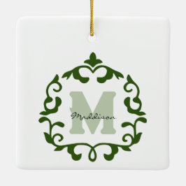 Ornamento De Cerâmica Nome do Esmeralda e Keepsaoket Inicial