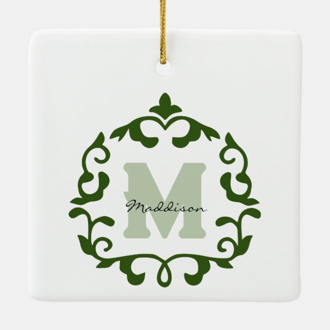 Ornamento De Cerâmica Nome do Esmeralda e Keepsaoket Inicial (Verso)