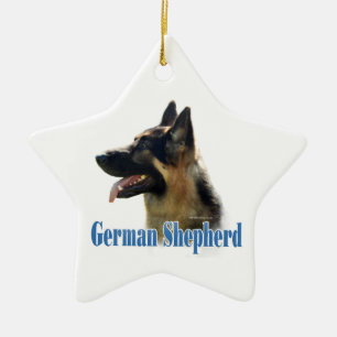 Ornamento De Cerâmica Nome do german shepherd (preto/tan)