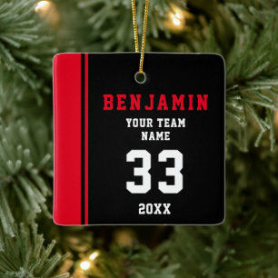 Ornamento De Cerâmica Nome do Jogador Vermelho Número da Equipe de Espor