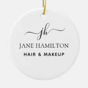 Ornamento De Cerâmica Nome do Monograma e Inicial