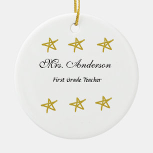 Ornamento De Cerâmica nome do professor de volta às aulas estrelas doura
