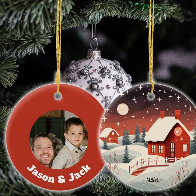 Ornamento De Cerâmica Nome e foto personalizados da Casa de inverno de N (Criador carregado)