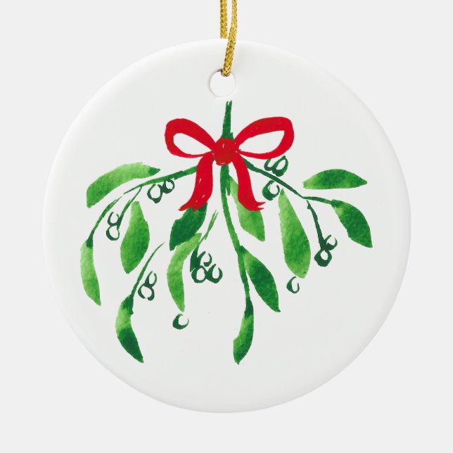 Ornamento De Cerâmica Nome e nome do mistério Ano Festivo Vermelho Beijo (Frente)