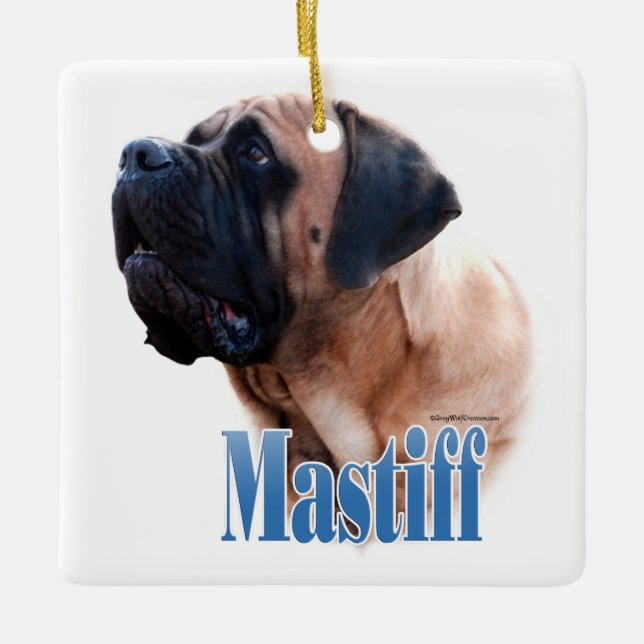 Ornamento De Cerâmica Nome Mastiff (damasco) (Frente)