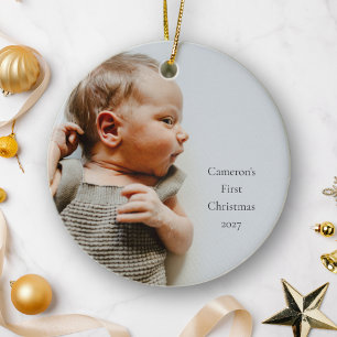 Ornamento De Cerâmica Nome Personalizado Ano Primeiro Natal Bebê Foto