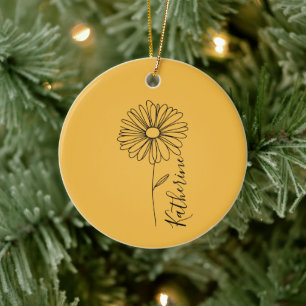 Ornamento De Cerâmica Nome personalizado April daisy Birth Flower