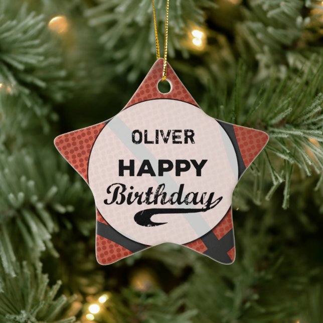 Ornamento De Cerâmica Nome personalizado Basball Ball Grande Grunge Birt (Árvore)