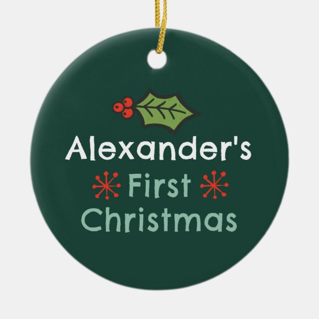 Ornamento De Cerâmica Nome Personalizado Campanha de Natal Russo (Frente)