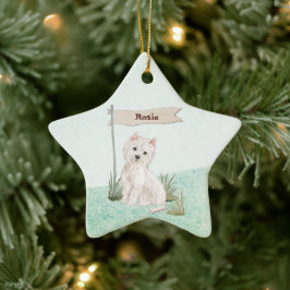 Ornamento De Cerâmica Nome Personalizado Cão Pet Westie