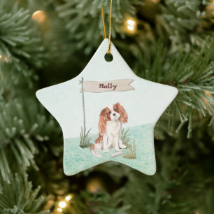 Ornamento De Cerâmica Nome Personalizado Cavalier King Charles Spaniel P