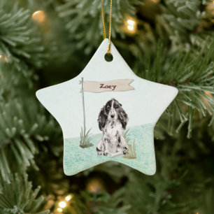 Ornamento De Cerâmica Nome Personalizado Cocker Spaniel Pet Dog