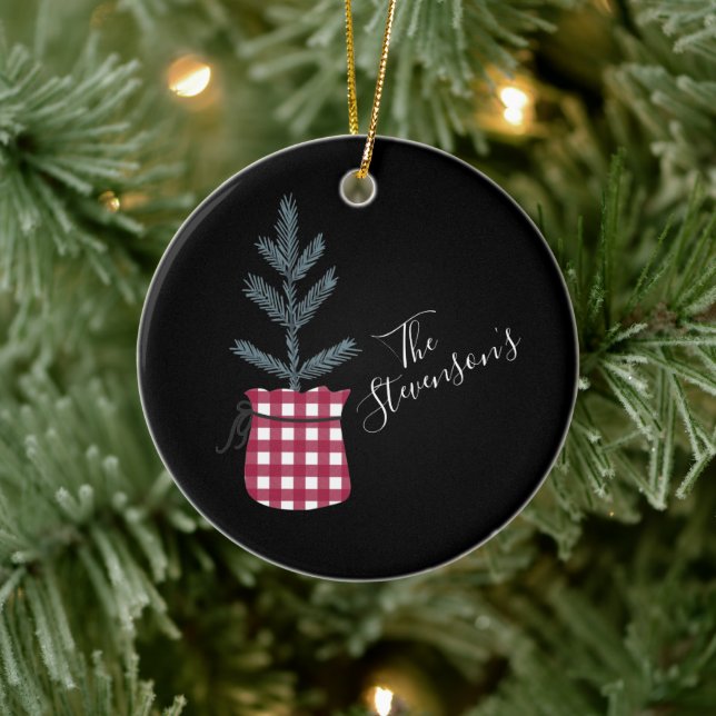 Ornamento De Cerâmica Nome Personalizado da Árvore do Pinheiro de Verifi (Árvore)