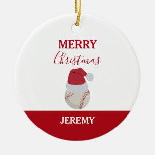 Ornamento De Cerâmica Nome Personalizado da Bola Esportiva de Natal