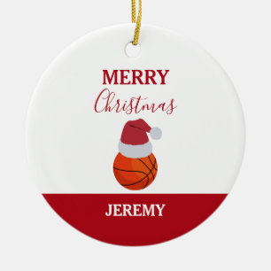 Ornamento De Cerâmica Nome Personalizado da Bola Esportiva de Natal