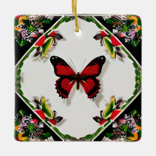 Ornamento De Cerâmica Nome Personalizado da Borboleta de Natal Personali