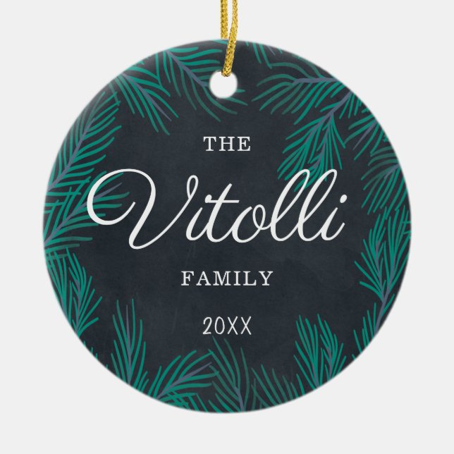 Ornamento De Cerâmica Nome Personalizado da Família Farmhouse Russo Pers (Frente)