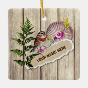 Ornamento De Cerâmica Nome Personalizado da Pintura de Óleo de Madeira T
