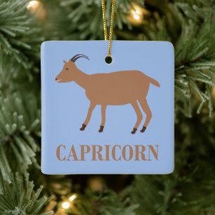 Ornamento De Cerâmica Nome personalizado de Capricorn Star Sign Goat