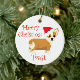 Ornamento De Cerâmica Nome personalizado de Cardigan Corgi Christmas