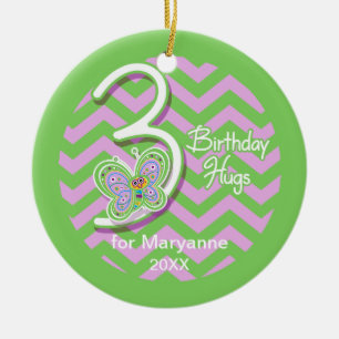 Ornamento De Cerâmica Nome Personalizado de Hugs de Borboleta aniversár