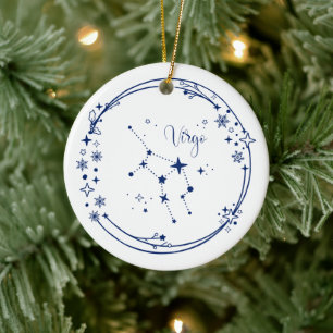 Ornamento De Cerâmica Nome personalizado de Natal Virgo Zodiac - Sinal A