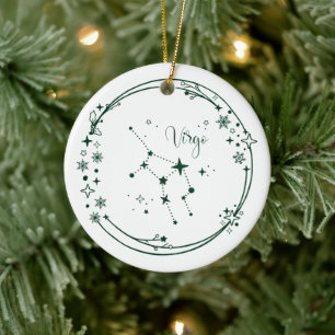 Ornamento De Cerâmica Nome personalizado de Natal Virgo Zodiac - Sinal v
