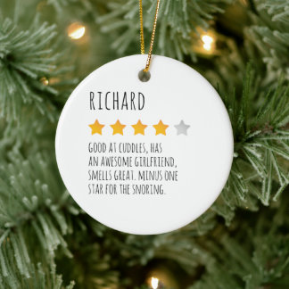 Ornamento De Cerâmica Nome personalizado de revisão engraçado de 5 estre
