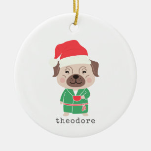 Ornamento De Cerâmica Nome Personalizado do Buldogue Café da Manhã de