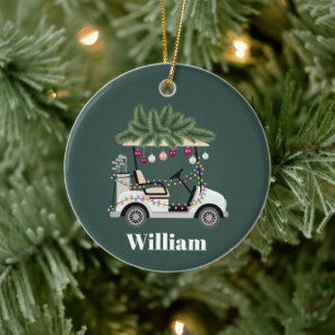 Ornamento De Cerâmica Nome Personalizado do Carrinho Bolas de Golfe Nata