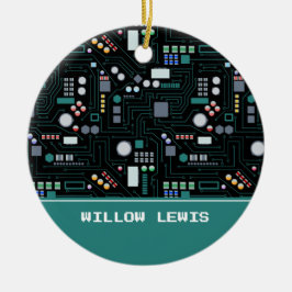 Ornamento De Cerâmica Nome Personalizado do Conselho de Circuito do Comp