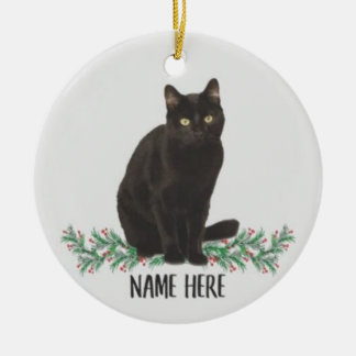 Ornamento De Cerâmica Nome Personalizado Havana Cat Black Gifts 2022 Chr